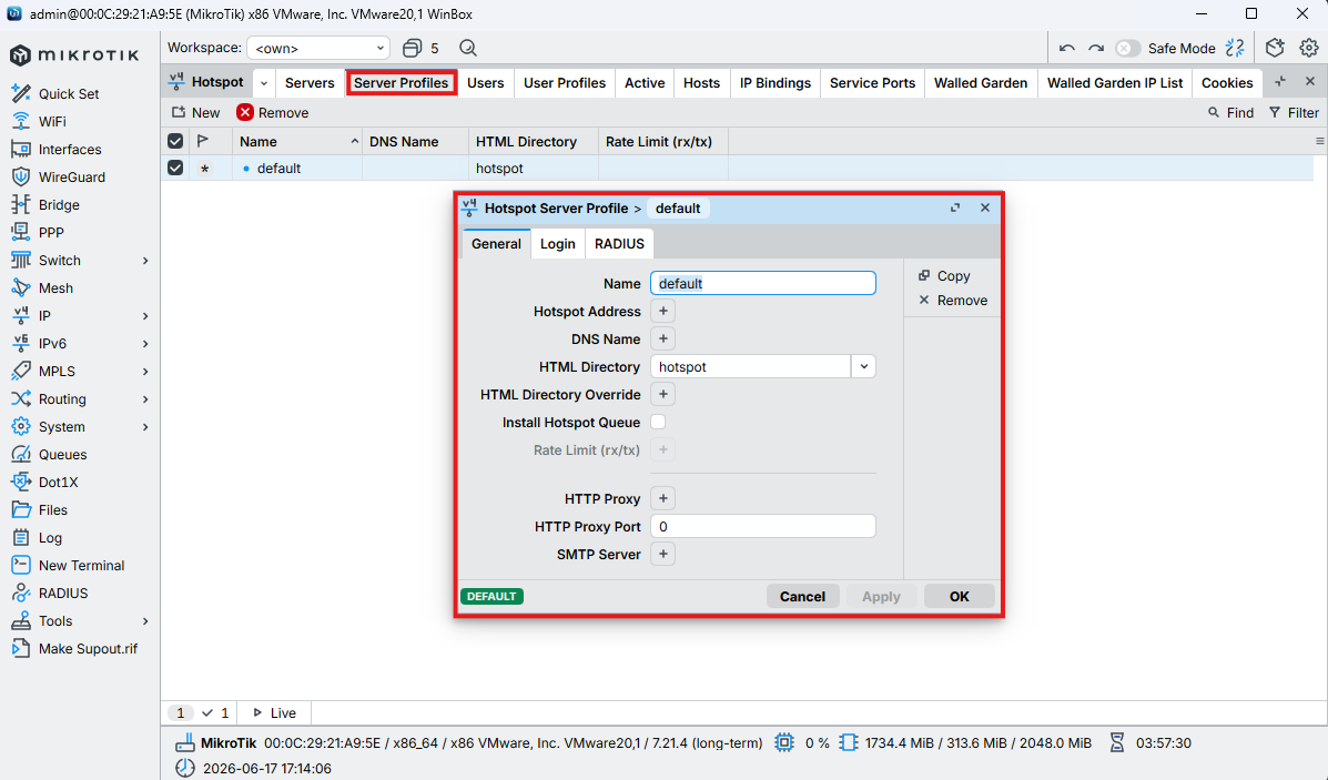 MikroTik Server Profile General — HTML Directory
