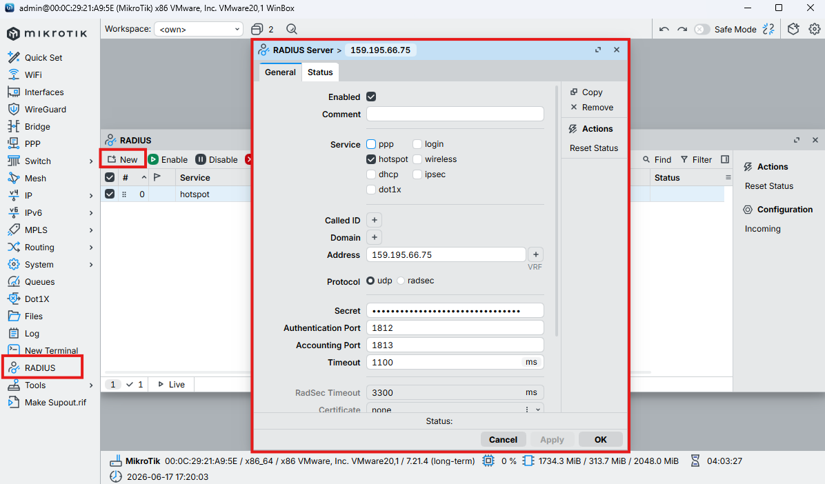 MikroTik RADIUS Server