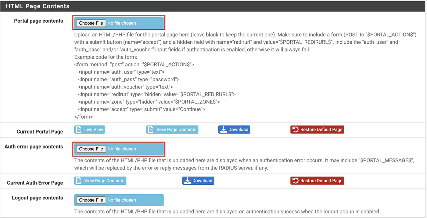 pfSense HTML Page Contents